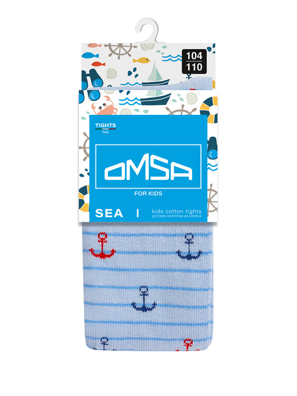 Omsa Колготки 479104 OMSA kids Collant 13P62-1 с рисунком (якорь на полосках) Blu Сhiaro (Голубой)