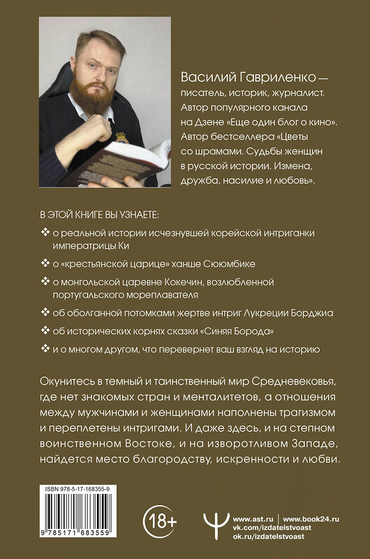 АСТ Василий Гавриленко "Узницы любви: от гарема до монастыря. Судьбы женщин в Средние века на Западе и на Востоке" 480237 978-5-17-168355-9 