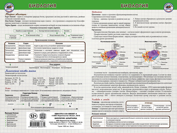 Эксмо "Биология Шпаргалка" 483607 978-5-04-096387-4 