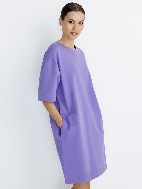 Omsa Платье 486785 OmD 3741С Платье-туника женское OVERSIZE кор/рук, CO+EL Lavanda (Фиолетовый)