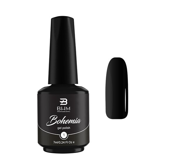 BHM Professional Гель-лак для ногтей / Extra black 001, 7 мл 516939 12557 