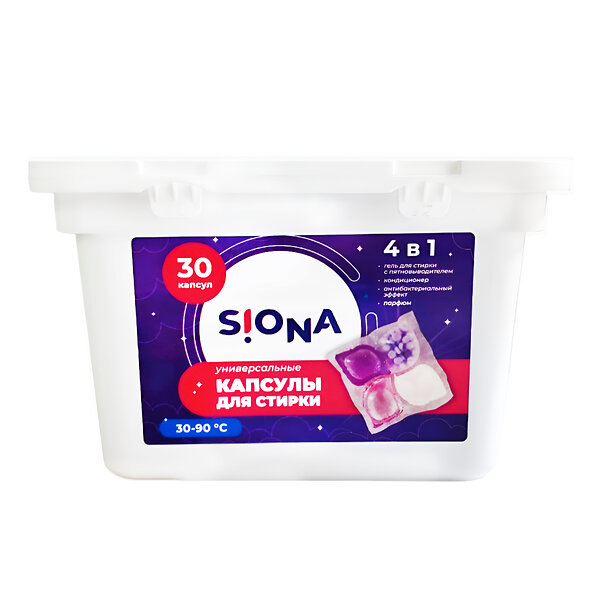 SIONA Универсальные капсулы для стирки 4 в 1, 30 шт. 525006 25763 