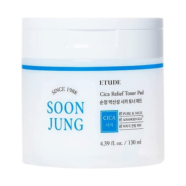 ETUDE Успокаивающие тонер-пэды с экстрактом центеллы / Soon Jung CICA Toner Pad, 130 мл 529469 19998 
