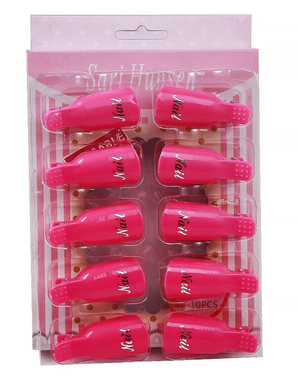 Nail Art Зажим-прищепка для снятия искусственных покрытий, 10 шт/уп, розовый 534094 8097 