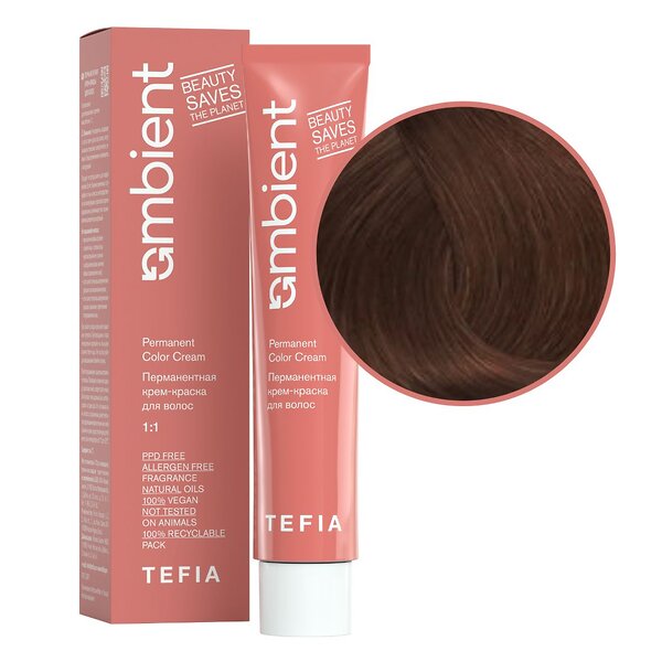 TEFIA  Ambient 7.83 Перманентная крем-краска для волос / Блондин коричнево-золотистый, 60 мл 537578 22221 