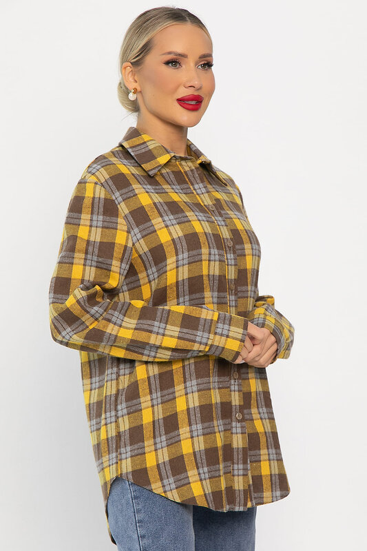 LT Collection Рубашка 555962 Б14135-7М Желтый/коричневый