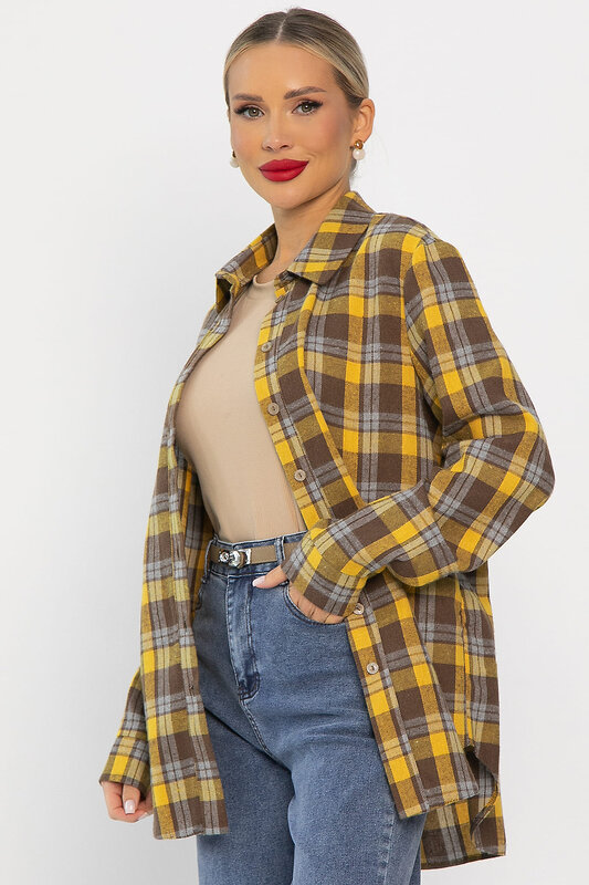 LT Collection Рубашка 555962 Б14135-7М Желтый/коричневый