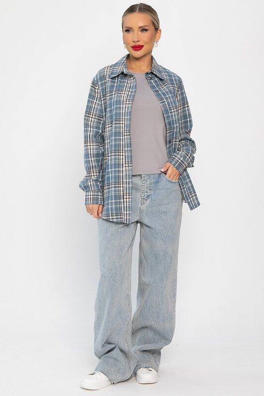 LT Collection Рубашка 556551 Б14134-7М Серо-голубой
