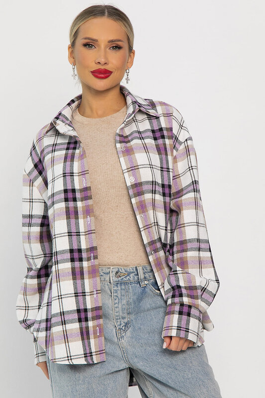 LT Collection Рубашка 556563 Б14253-30М Фиолетово-бежевый