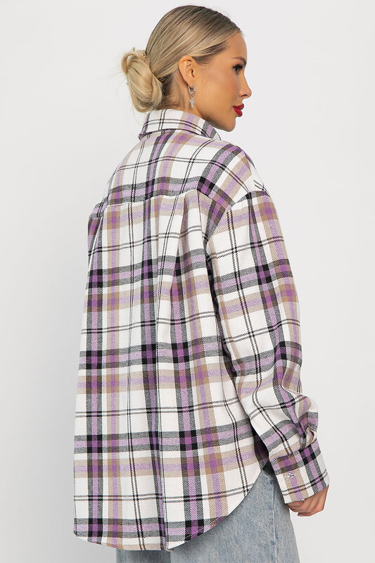 LT Collection Рубашка 556563 Б14253-30М Фиолетово-бежевый
