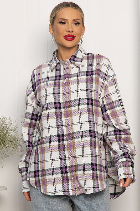 LT Collection Рубашка 556563 Б14253-30М Фиолетово-бежевый