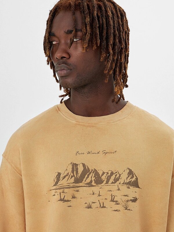 MARK FORMELLE Свитшот 558513 121901 ACID WASH песчаный +печать