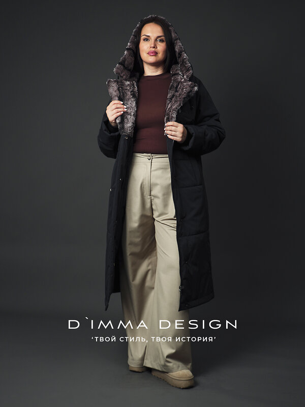 DIMMA Пальто 560781 2607 Черно-сиреневый