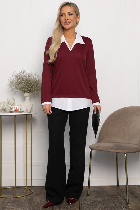 LT Collection Пуловер 561099 Б14324-12М Бордовый