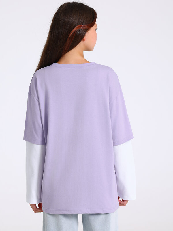 Апрель Лонгслив 563136 1ДДЛД4586001 светло-сиреневый+белый