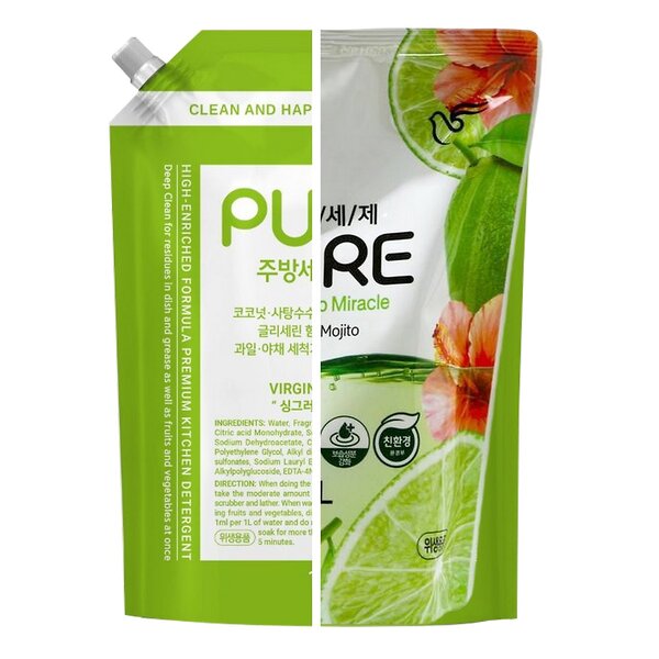 PIGEON Средство для мытья посуды, фруктов и овощей концентрированное, мохито / Pure Virgin Mojito, 1000 мл 563716 20775 