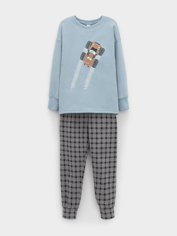 CROCKID Пижама 564958 К 1567 голубой, клетка