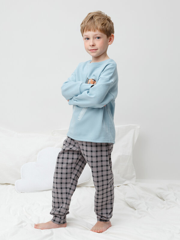 CROCKID Пижама 564958 К 1567 голубой, клетка