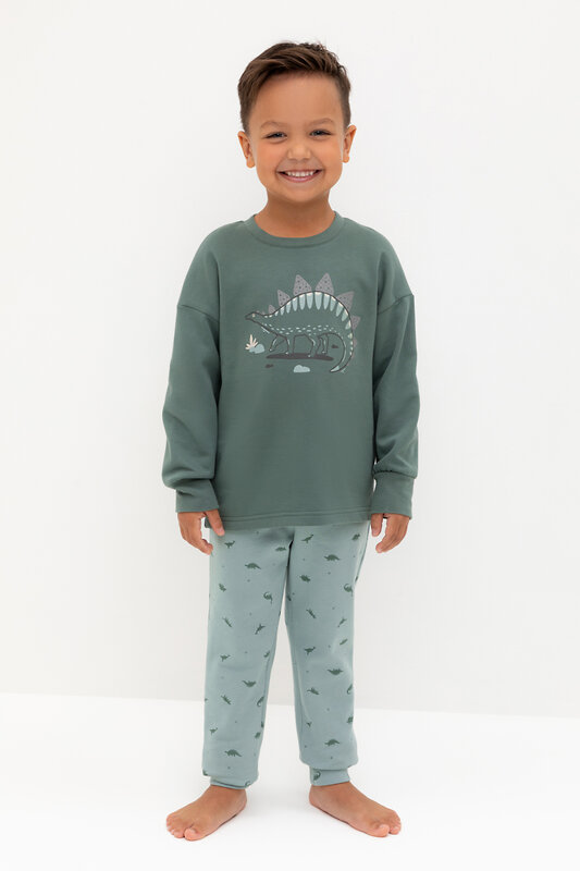 CROCKID Пижама 564959 К 1567 зеленый мох, динозавры