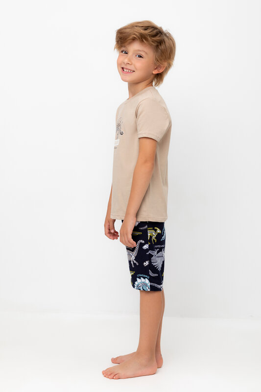 CROCKID Пижама 564962 К 1528 темно-бежевый, цветные динозавры