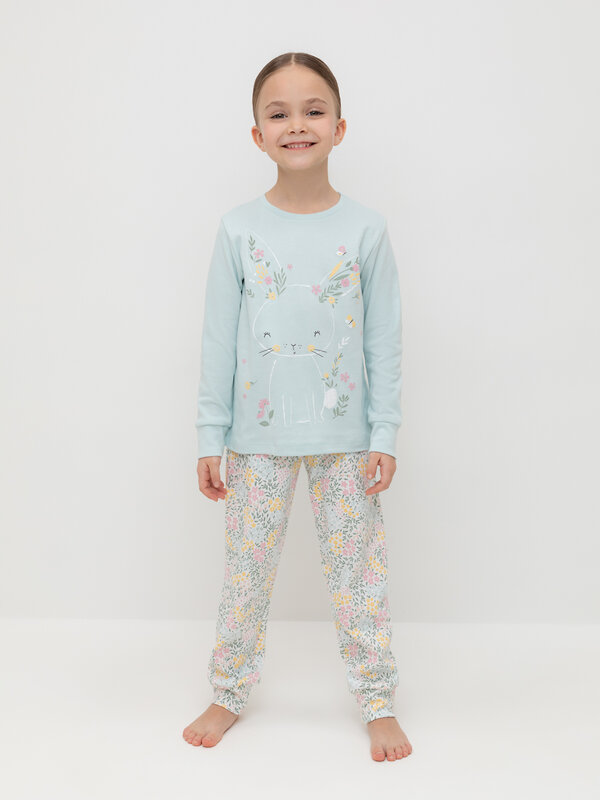 CROCKID Пижама 564963 К 1541 пастельно-голубой, весенний сад