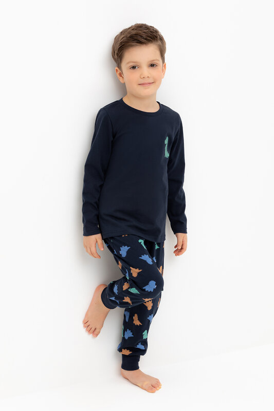 CROCKID Пижама 564964 К 1606 индиго, цветные мини дино