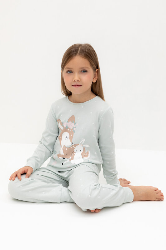 CROCKID Пижама 564970 К 1621 серое небо, мини листики
