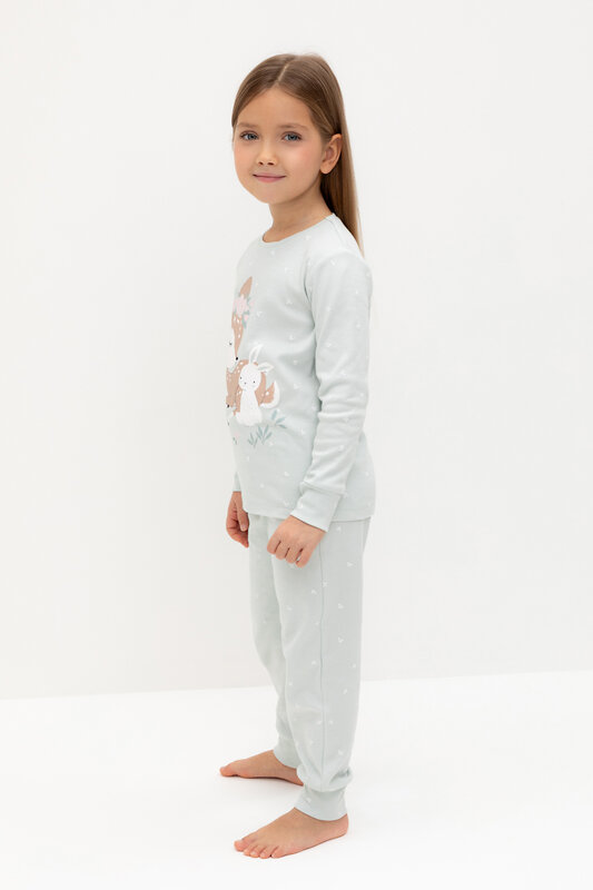 CROCKID Пижама 564970 К 1621 серое небо, мини листики