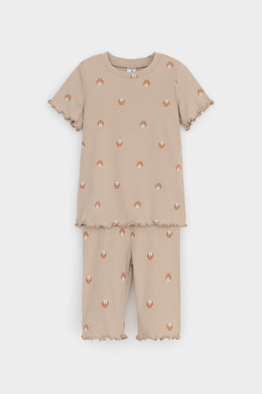 CROCKID Пижама 564973 К 1632 темно-бежевый, медвежонок