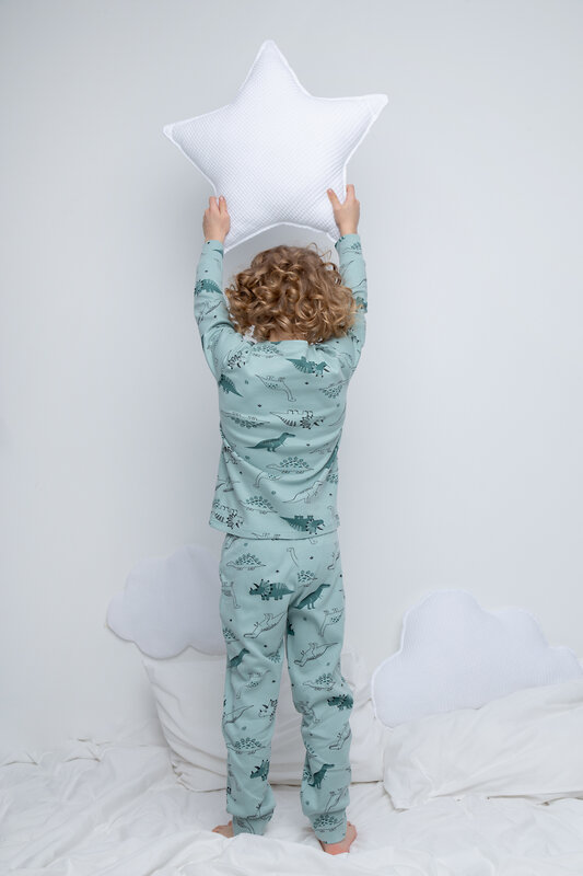 CROCKID Пижама 564977 К 1552/24 голубой прибой, динозавры
