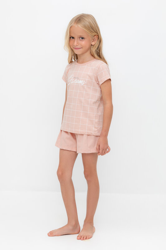 CROCKID Пижама 564984 К 1642 дымчатая роза, двойная клетка