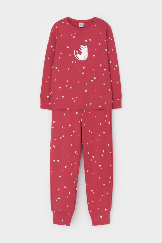 CROCKID Пижама 565002 К 1621 спелая вишня, сердечки