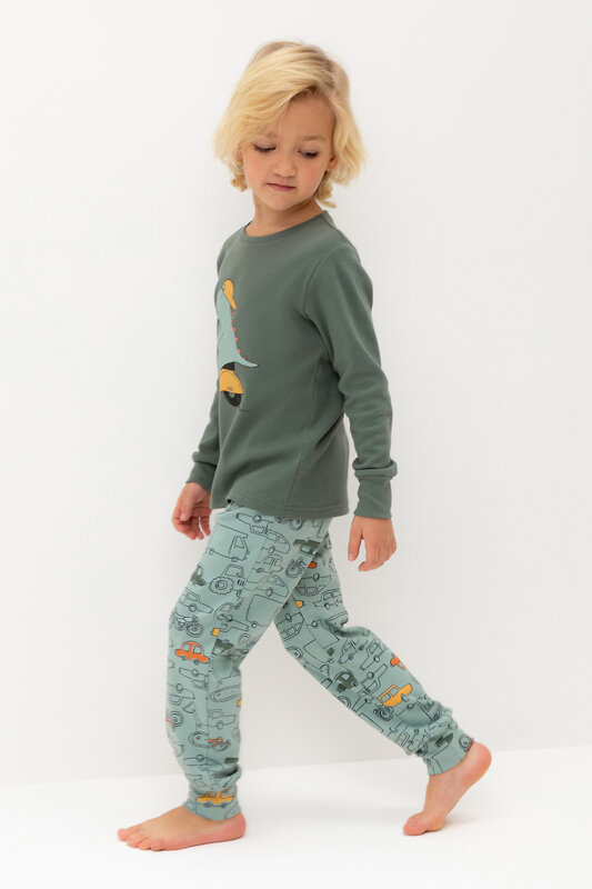 CROCKID Пижама 565022 К 1541 зеленый мох, машинки