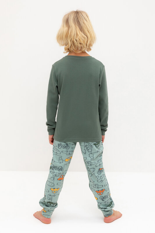CROCKID Пижама 565022 К 1541 зеленый мох, машинки
