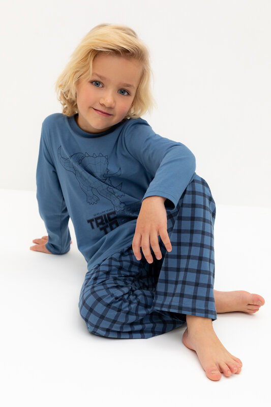 CROCKID Пижама 565026 К 1600 синяя волна, клетка