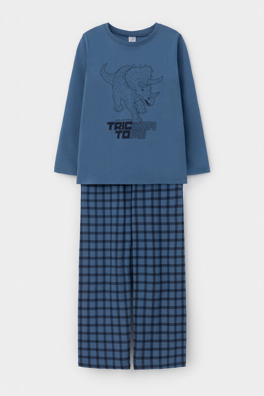 CROCKID Пижама 565026 К 1600 синяя волна, клетка