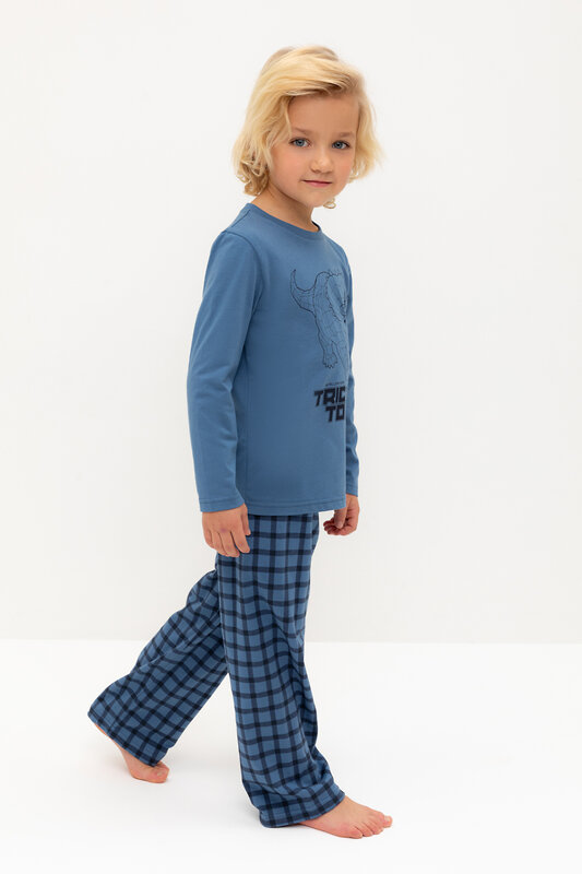 CROCKID Пижама 565026 К 1600 синяя волна, клетка