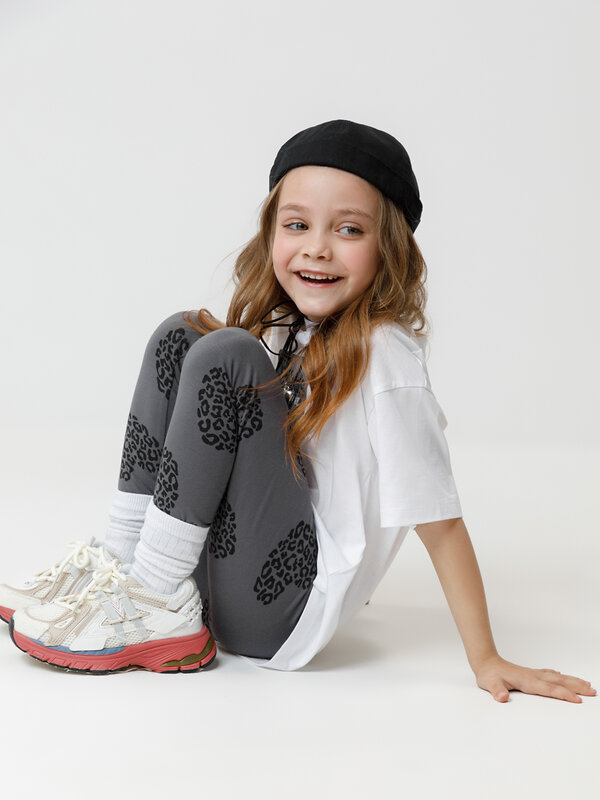 CROCKID Брюки 565038 МП 4074-2уп черный, леопардовые сердечки