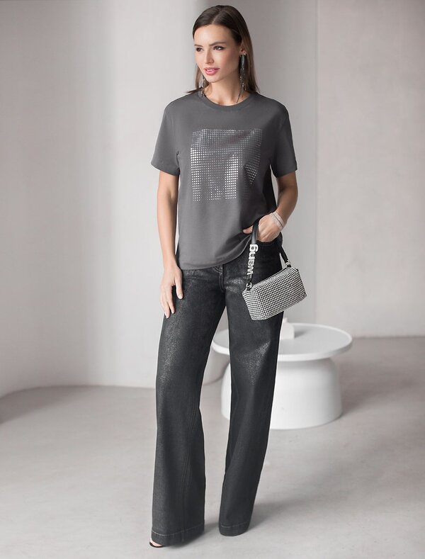 VILATTE Футболка 567875 D49.124 т.серый_фольга