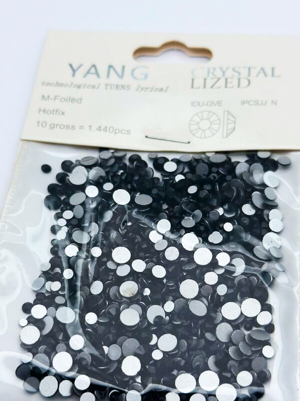 Nail Art Стразы для декора ногтей, микс (6#,8#,10#,12#,16#,20#), черный, 1440 шт./уп. 567932 10054 