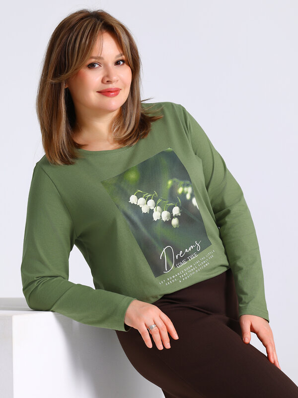 Апрель Лонгслив 568187 1ЖДЛД4037001 оливковый