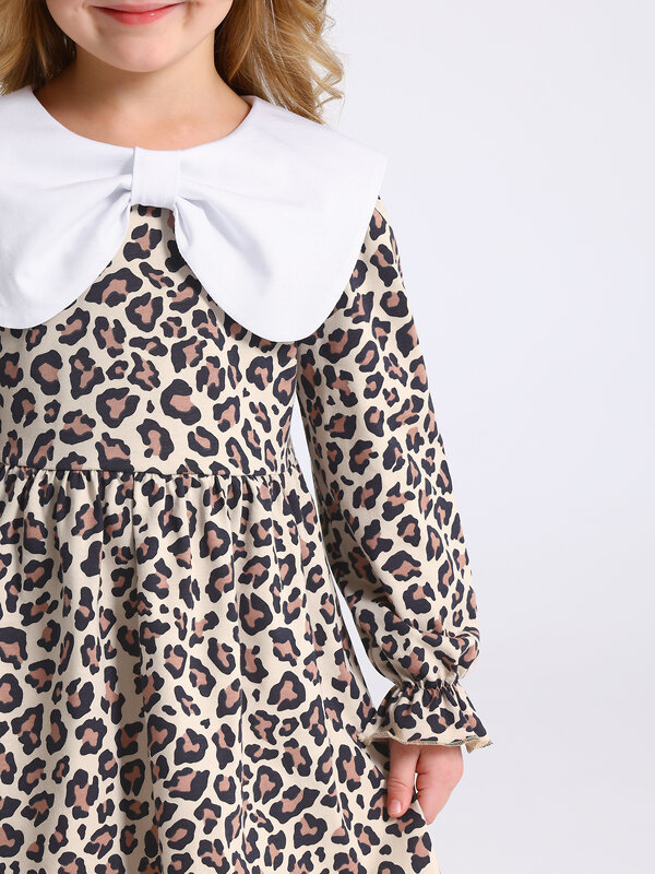 Апрель Платье 568319 1ДПД4955001н коричневый леопард на бежевом+белый
