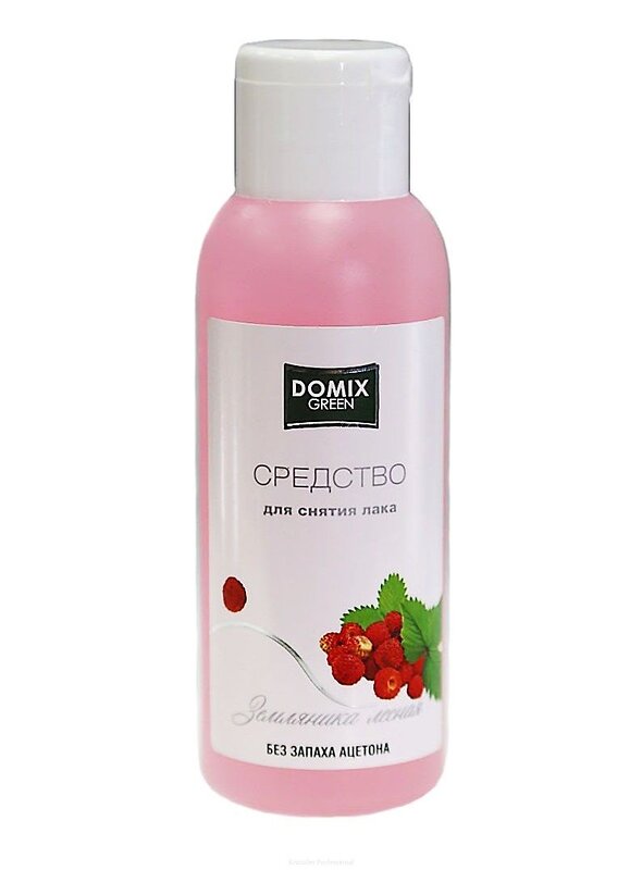 Domix Green Жидкость для снятия лака без запаха ацетона «Земляника лесная», 105 мл 568508 6412 