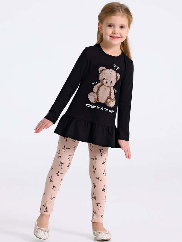 Апрель Комплект 568833 2ДТЛ5874804н черный+черные бантики на бежевом / Медвежонок