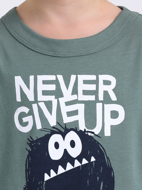 Апрель Лонгслив 568837 2ПДЛД5861001н серо-зеленый+белые собаки на синем / Сердитый монстрик