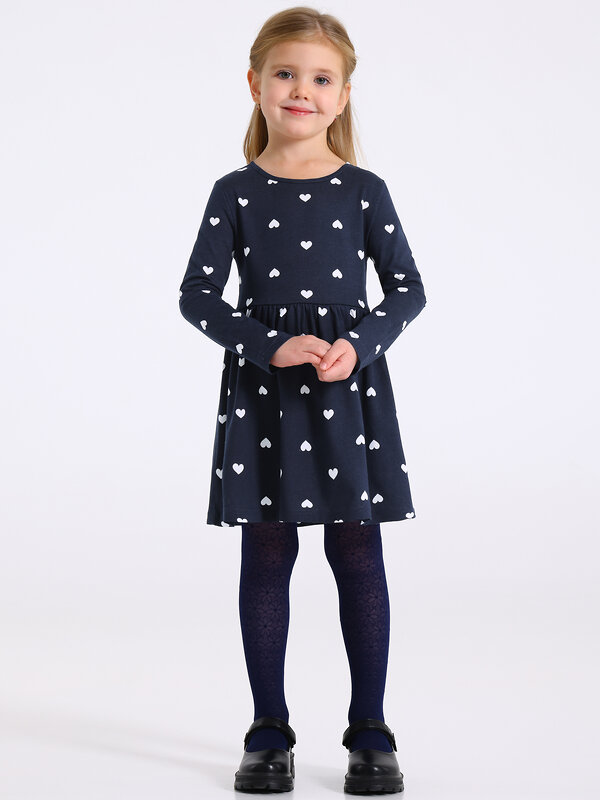 Апрель Платье 568845 1ДПД4398001н белые сердечки на темно-синем