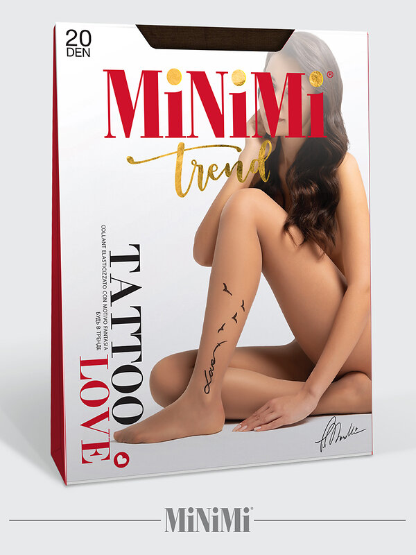 Minimi Колготки 569119 TATTOO LOVE 20 Daino/Nero (Бежевый)