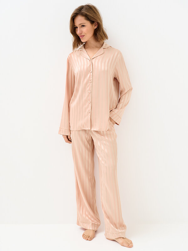 Omsa Пижама 569167 OmD 0231D LINE Пижама жен. (Рубашка+Брюки жаккард), PL Rosa Cenere (Розовый)