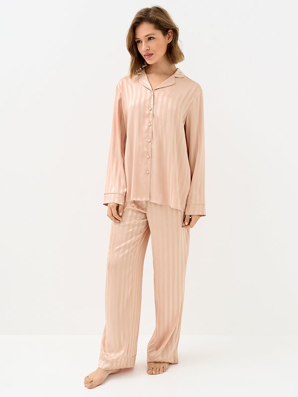 Omsa Пижама 569167 OmD 0231D LINE Пижама жен. (Рубашка+Брюки жаккард), PL Rosa Cenere (Розовый)