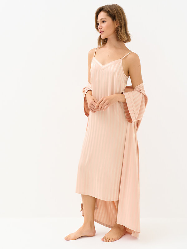 Omsa Сорочка 569168 OmD 0118D LINE Сорочка жен. (длинная на узк.бретелях жаккард), PL Rosa Cenere (Розовый)